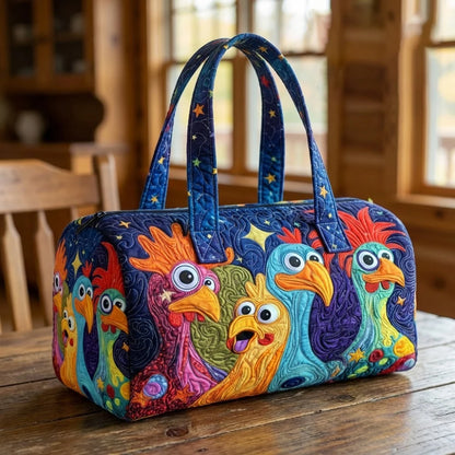 GF Funny Art Chicken Print Quilted Duffle Bag Bohemian Style 2026 Personalized Custom Travel Tote Women Men Weekender Bag