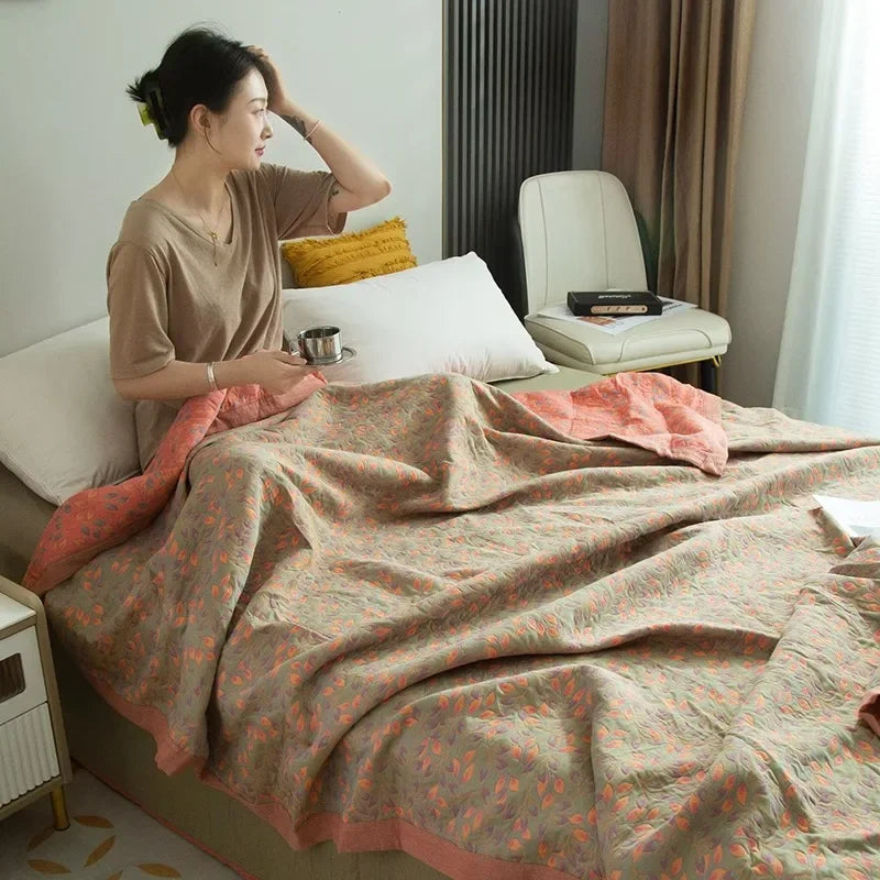 Luxurious Triple-layered 100% Cotton Gauze Blanket for Queen/King Bed, Multi-functional Usage As Summer Quilt or Bedspread - AliExpress 15