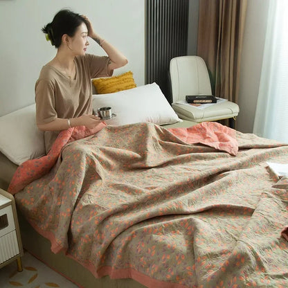 Luxurious Triple-layered 100% Cotton Gauze Blanket for Queen/King Bed, Multi-functional Usage As Summer Quilt or Bedspread - AliExpress 15