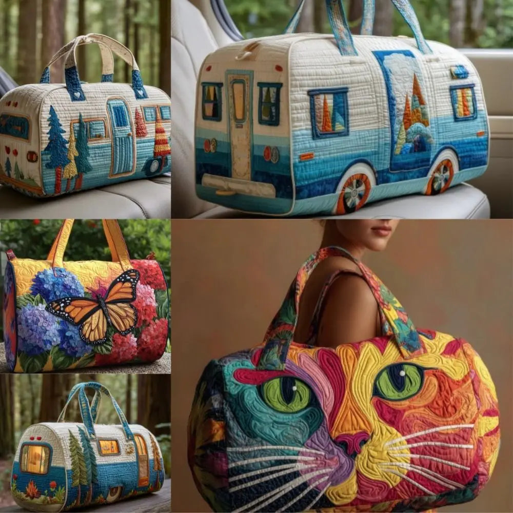 Adjustable Strap Quilted Duffle Bag Large Capacity 3D Quilting Craft Travel Duffel Bag Tote Bags Sports Gym Bag Outdoor Camping