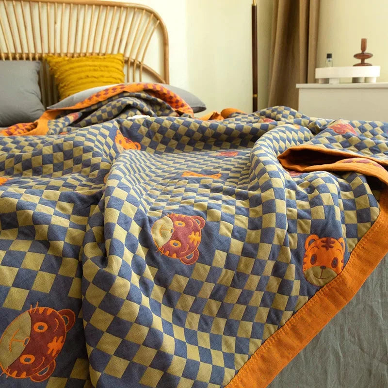 Luxurious Triple-layered 100% Cotton Gauze Blanket for Queen/King Bed, Multi-functional Usage As Summer Quilt or Bedspread - AliExpress 15