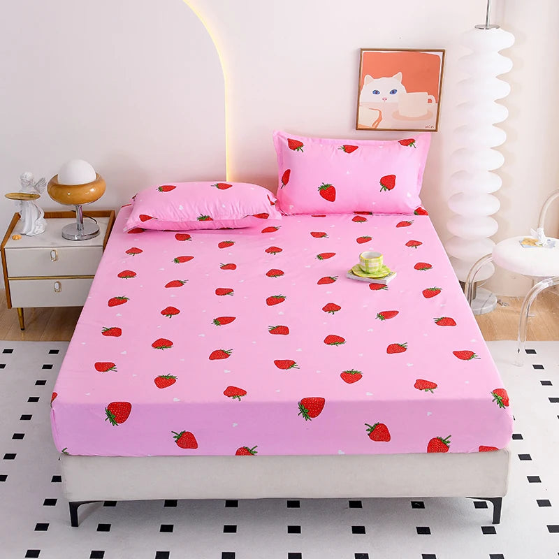 Flower Printed Fitted Bed Sheets Reactive Printed sabanas cama matrimonial Single/Queen/King Mattress Cover Double Bedsheets