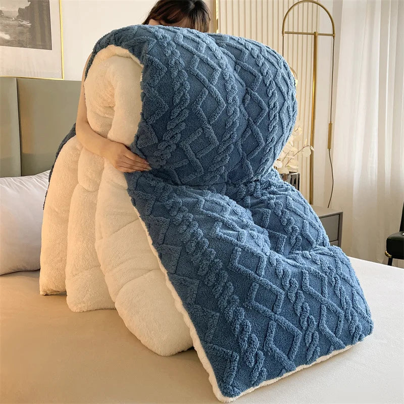 Comfortable double-sided velvet quilt core bedroom velvet thickened blanket home lamb fleece quilt warm quilt core comfortable - AliExpress 15