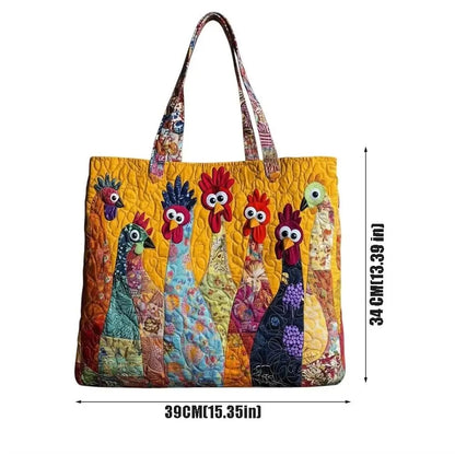 Trendy Vintage Quilted Tote Bag Lightweight 3D Printed Patterns Shoulder Bag Cotton Large Capacity Canvas Bag Casual