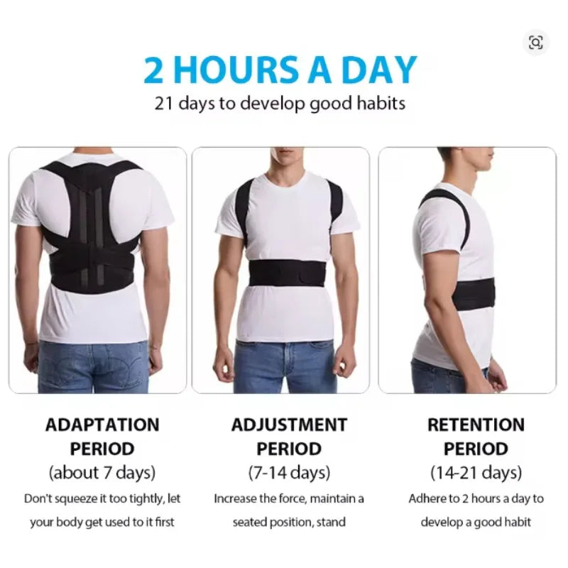 Reinforced Belt Lumbar Column Posture Corrector Vest  Adjustable Back Support Strap Shoulder Spine Brace Neck Stretcher Trainer
