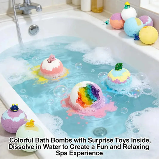 6-12PCS Bath Bombs Kids Bath Gift Ocean Bath Ball With Hidden Toys Sea Salt Flower Fruit Scented Bubble Ball Foot Bath Set