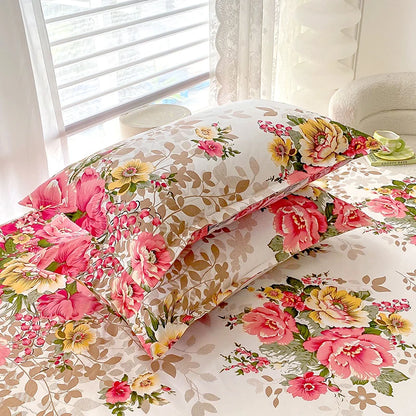 Flower Printed Fitted Bed Sheets Reactive Printed sabanas cama matrimonial Single/Queen/King Mattress Cover Double Bedsheets