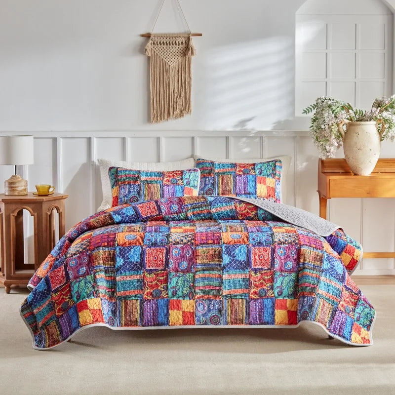 Soft Polyester Printed Bed Cover Set Lightweight All-Season Quilt Modern Geometric AB Side Bedspread +Pillowcase Single Double - AliExpress 15