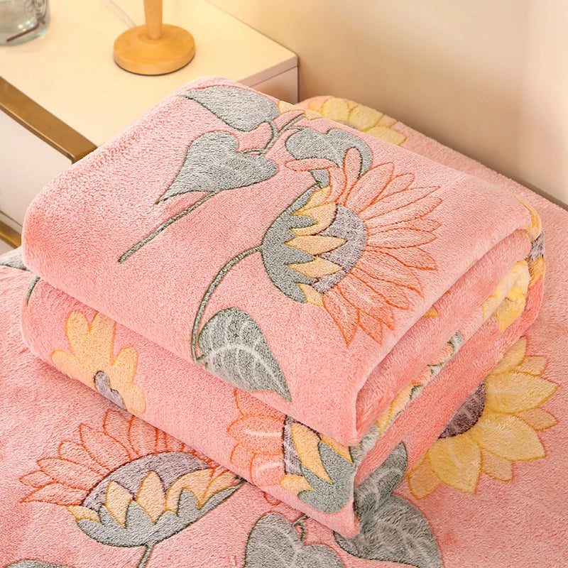1pc Floral Style Warm Bedspread Fleece Blanket Plaid Travel Shawl Sofa Nap Blankets Home Bedsheet Manta - AliExpress 15