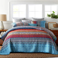 Bohemian Queen Quilt 3 Piece Soft Microfiber Ethnic Style Boho Red and Blue Quilted Throw Bedspreads Reversible Boho Quilt - AliExpress 15