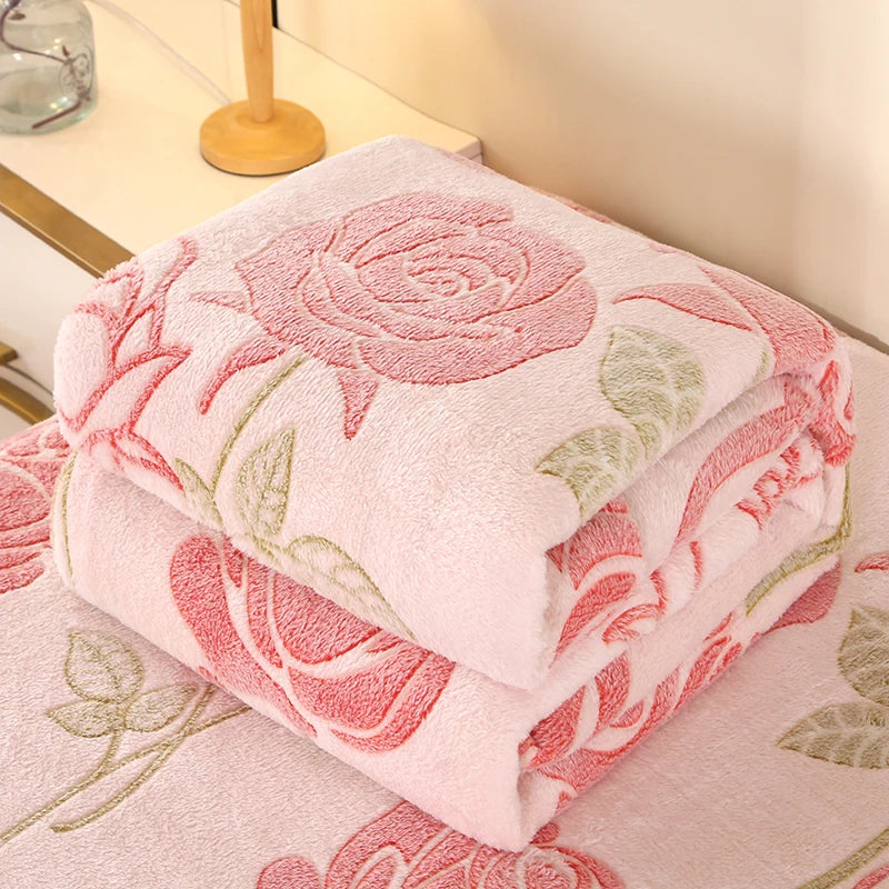 1pc Floral Style Warm Bedspread Fleece Blanket Plaid Travel Shawl Sofa Nap Blankets Home Bedsheet Manta - AliExpress 15