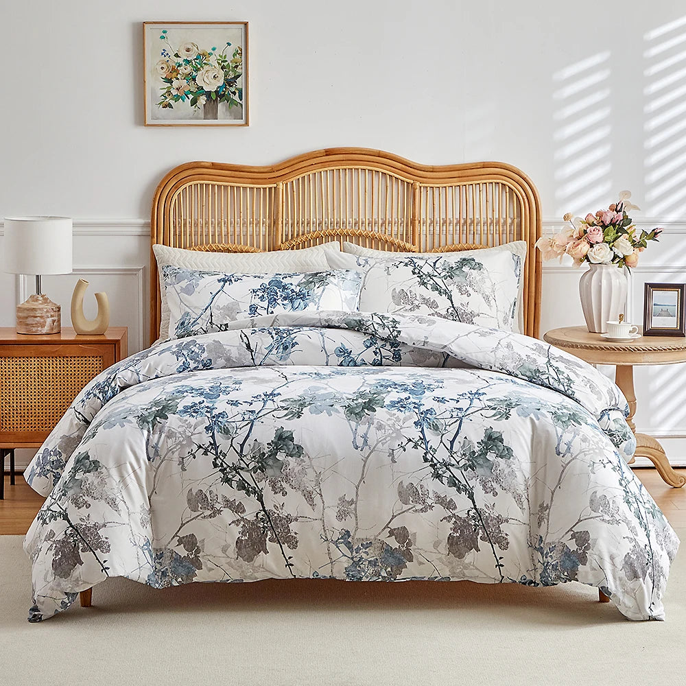 Vintage Floral Printed Duvet Cover Set Soft Breathable Double Bed Bedding Set All Season Queen Size Quilt Cover and Pillowcases - AliExpress 15