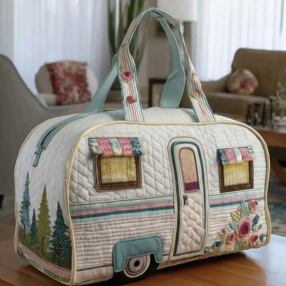 Adjustable Strap Quilted Duffle Bag Large Capacity 3D Quilting Craft Travel Duffel Bag Tote Bags Short-distance Handbag