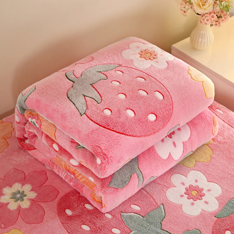1pc Floral Style Warm Bedspread Fleece Blanket Plaid Travel Shawl Sofa Nap Blankets Home Bedsheet Manta - AliExpress 15