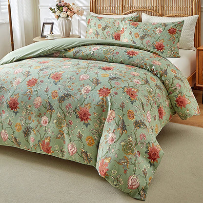 Vintage Floral Printed Duvet Cover Set Soft Breathable Double Bed Bedding Set All Season Queen Size Quilt Cover and Pillowcases - AliExpress 15