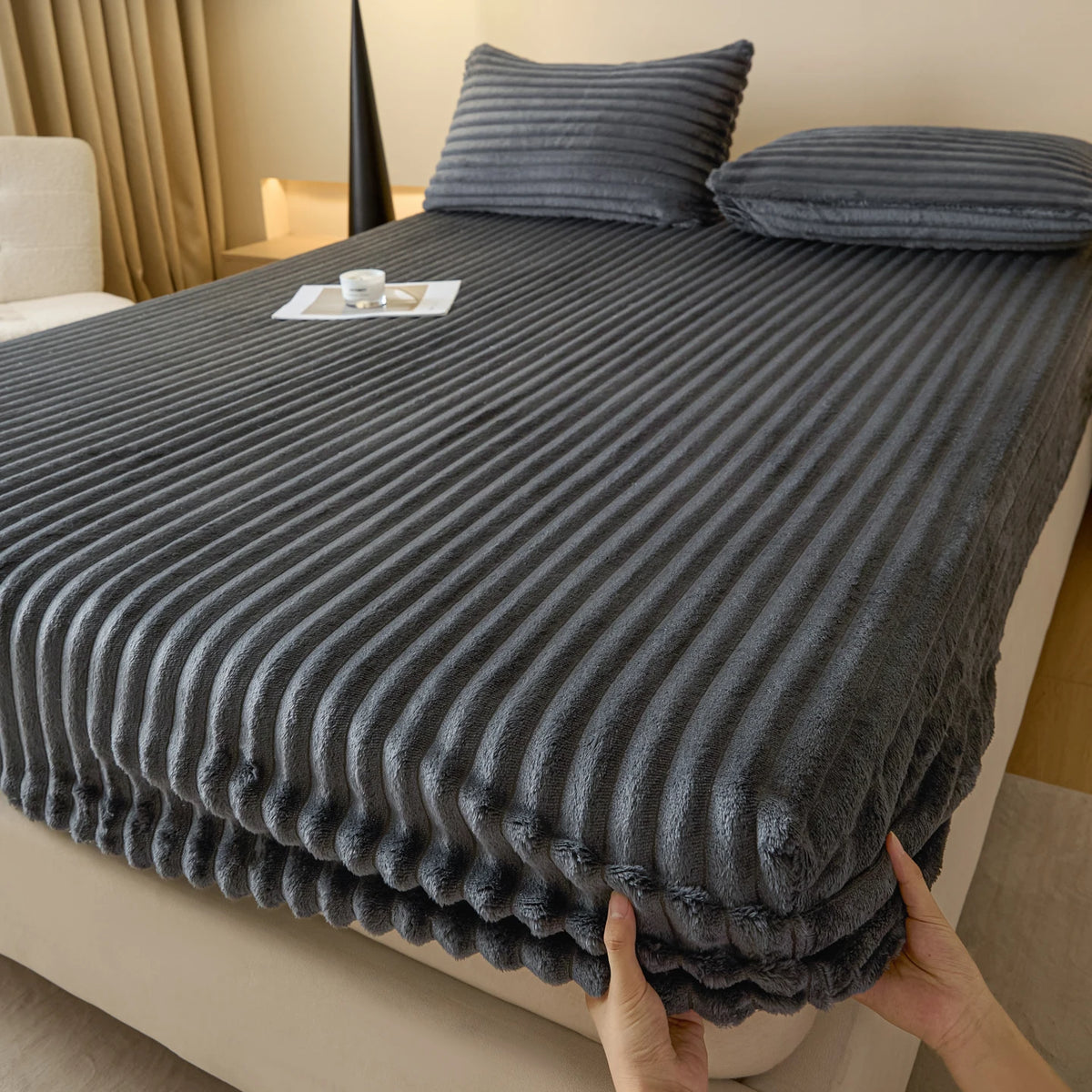 Solid Color Thick Faux Rabbit Fur Mattress Cover Autumn Winter Warm Velvet Mattress Protector Fluffy Soft Plush Fitted Bed Sheet - AliExpress 15