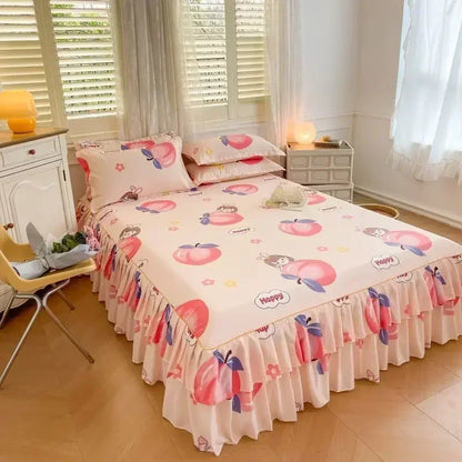 Floral Pattern Bed Skirt Set Mattress Anti Slip Protective Cover for Household Bedding Double Layered Skirt Dustproof Bed Covers - AliExpress 15
