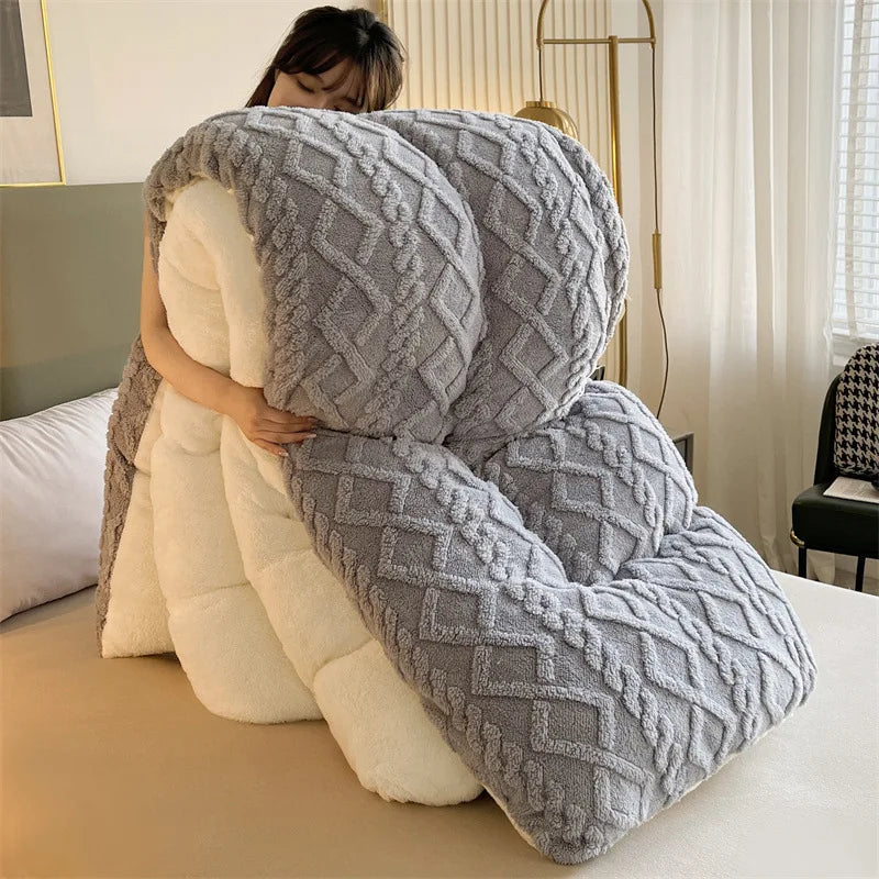 Comfortable double-sided velvet quilt core bedroom velvet thickened blanket home lamb fleece quilt warm quilt core comfortable - AliExpress 15