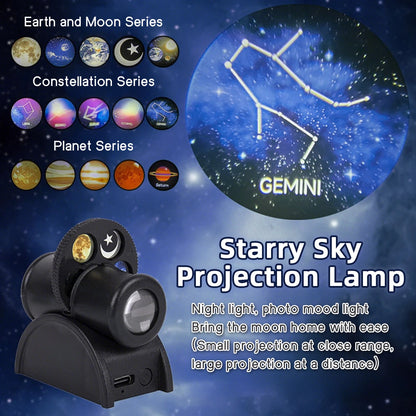 Replaceable LED USB Moon Projector Lamp Earth Constellation Projector Bedroom Romantic Atmosphere Wall Lamp Planet Night Light