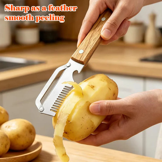 Multifunctional 3-in-1 Stainless Steel Peeler Durable Kitchen Peeling Tool For Slicer Vegetable Fruit Peeler With Bottle Opener
