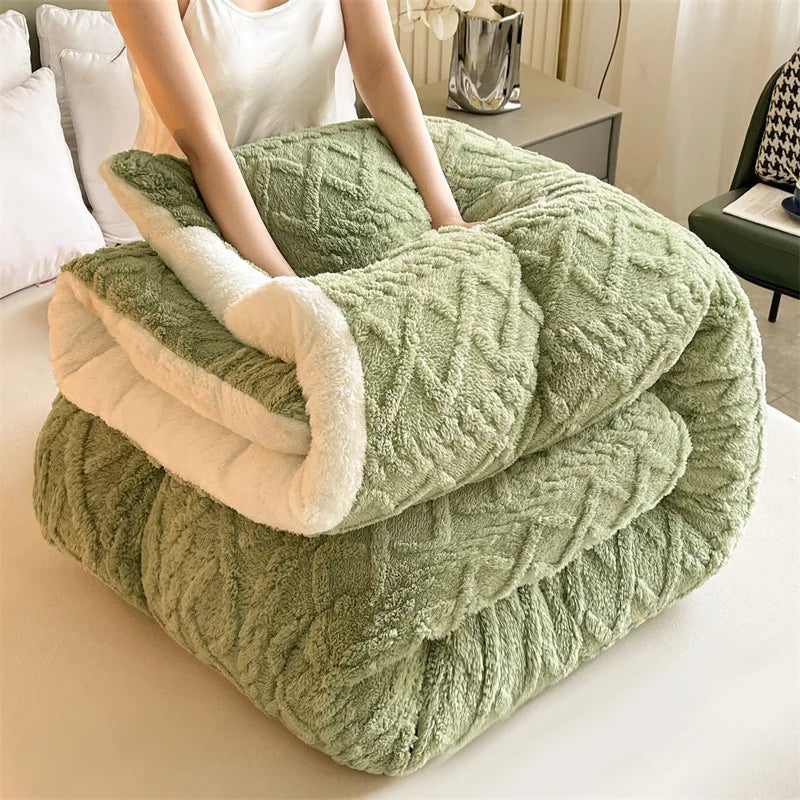 Comfortable double-sided velvet quilt core bedroom velvet thickened blanket home lamb fleece quilt warm quilt core comfortable - AliExpress 15