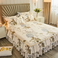 Floral Pattern Bed Skirt Set Mattress Anti Slip Protective Cover for Household Bedding Double Layered Skirt Dustproof Bed Covers - AliExpress 15