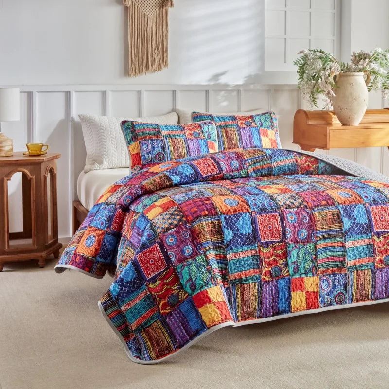 Soft Polyester Printed Bed Cover Set Lightweight All-Season Quilt Modern Geometric AB Side Bedspread +Pillowcase Single Double - AliExpress 15