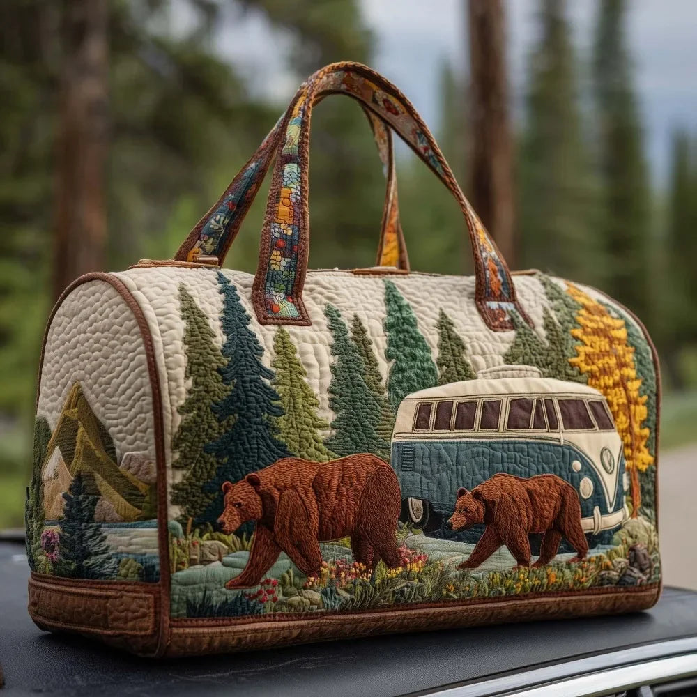 Adjustable Strap Quilted Duffle Bag Large Capacity 3D Quilting Craft Travel Duffel Bag Tote Bags Short-distance Handbag