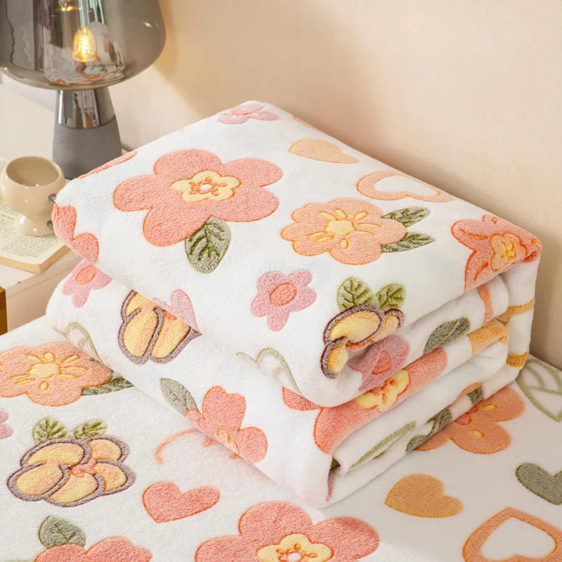 1pc Floral Style Warm Bedspread Fleece Blanket Plaid Travel Shawl Sofa Nap Blankets Home Bedsheet Manta - AliExpress 15