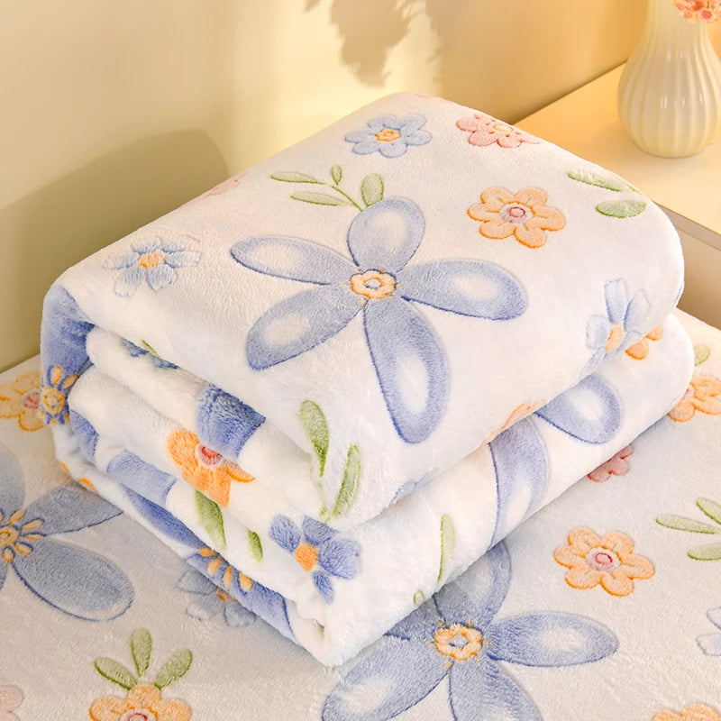 1pc Floral Style Warm Bedspread Fleece Blanket Plaid Travel Shawl Sofa Nap Blankets Home Bedsheet Manta - AliExpress 15