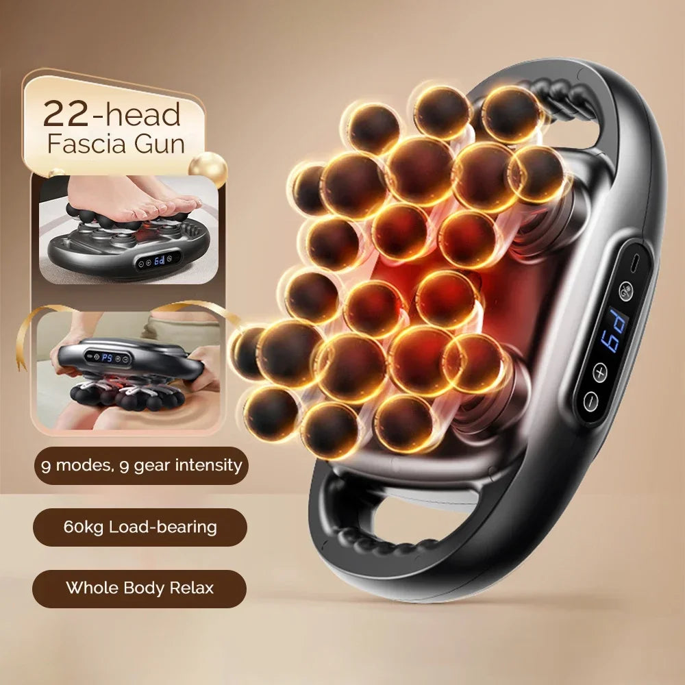 New Hot 22-Head Fascia Gun High-Frequency Vibration Body Massage Gun Back and Waist Massager Neck Shoulder Muscle Massager Tools