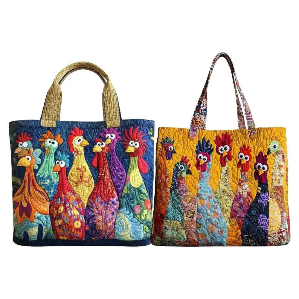 Trendy Vintage Quilted Tote Bag Lightweight 3D Printed Patterns Shoulder Bag Cotton Large Capacity Canvas Bag Casual