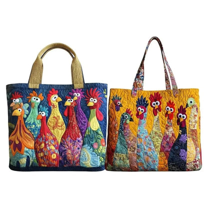 Trendy Vintage Quilted Tote Bag Lightweight 3D Printed Patterns Shoulder Bag Cotton Large Capacity Canvas Bag Casual