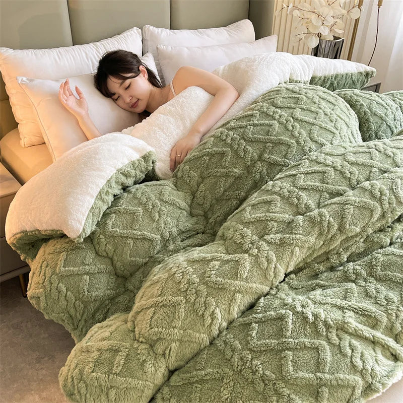 Comfortable double-sided velvet quilt core bedroom velvet thickened blanket home lamb fleece quilt warm quilt core comfortable - AliExpress 15