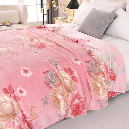 1pc Floral Style Warm Bedspread Fleece Blanket Plaid Travel Shawl Sofa Nap Blankets Home Bedsheet Manta - AliExpress 15