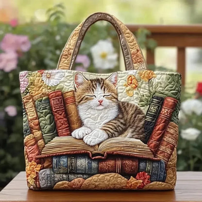 Trendy Vintage Quilted Tote Bag Lightweight 3D Printed Patterns Shoulder Bag Cotton Large Capacity Canvas Bag Casual