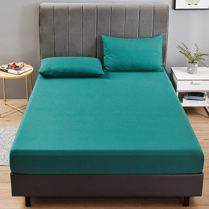 3pc Solid Color Fitted Sheet Set Brushed fabric Soft Comfortable Breathble Bedding Set for Bedroom 1 bed sheet with 2 pillowcase
