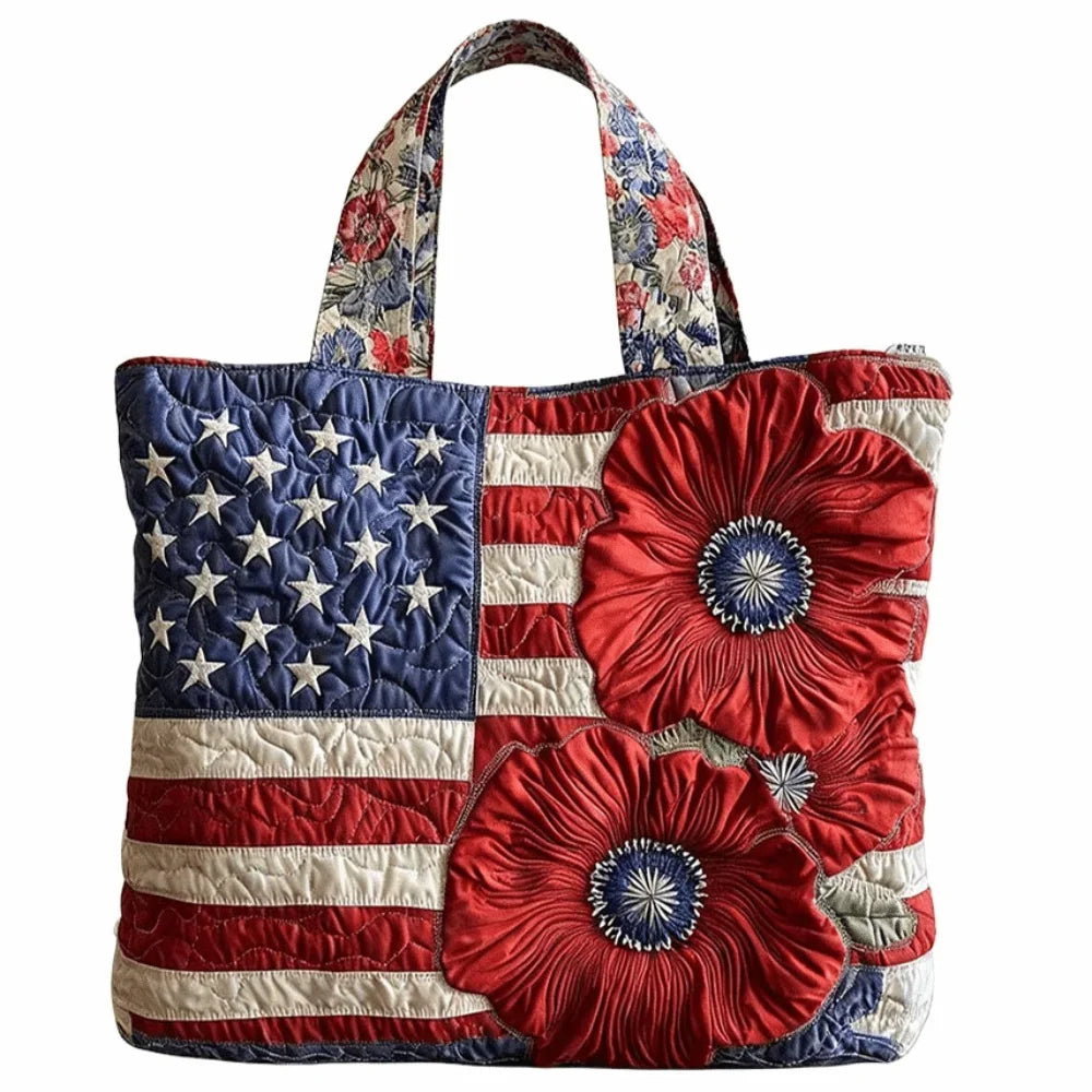 Trendy Vintage Quilted Tote Bag Lightweight 3D Printed Patterns Shoulder Bag Cotton Large Capacity Canvas Bag Casual