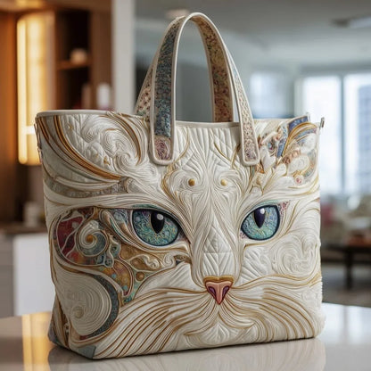 Trendy Vintage Quilted Tote Bag Lightweight 3D Printed Patterns Shoulder Bag Cotton Large Capacity Canvas Bag Casual