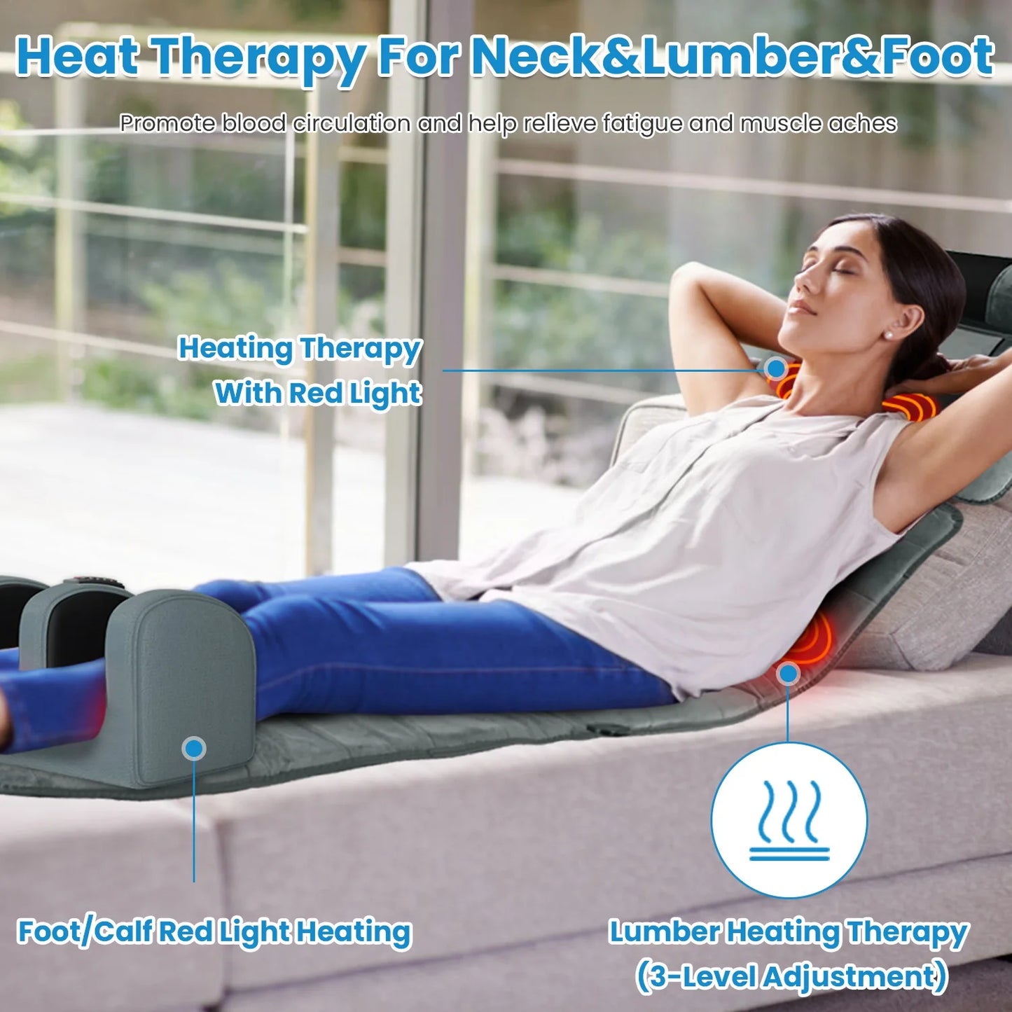 Electric Massage Mattress Vibrating Heating Infrared Massager Cushion For Neck Back Foot Full Body Pain Stress Relief Body Relax