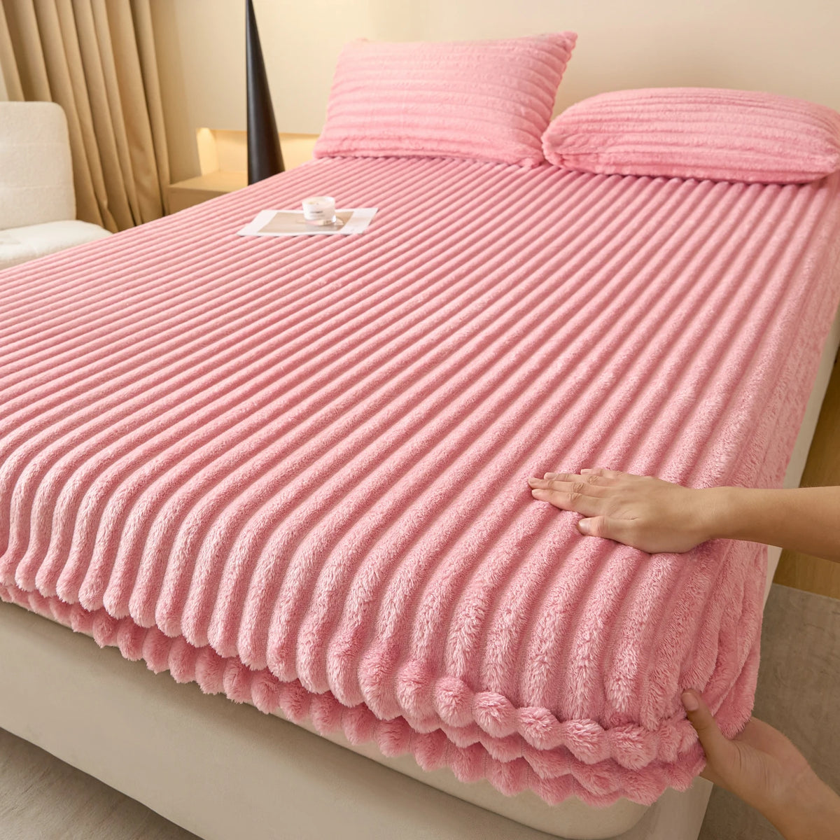 Solid Color Thick Faux Rabbit Fur Mattress Cover Autumn Winter Warm Velvet Mattress Protector Fluffy Soft Plush Fitted Bed Sheet - AliExpress 15