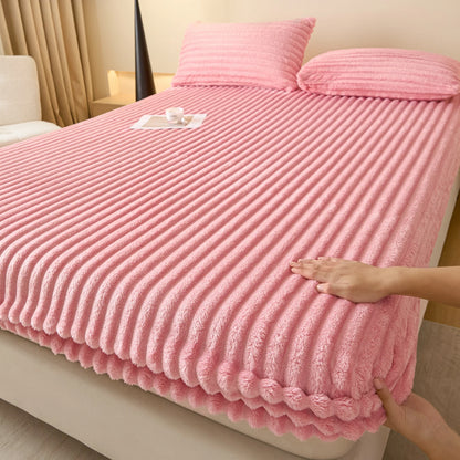 Solid Color Thick Faux Rabbit Fur Mattress Cover Autumn Winter Warm Velvet Mattress Protector Fluffy Soft Plush Fitted Bed Sheet - AliExpress 15