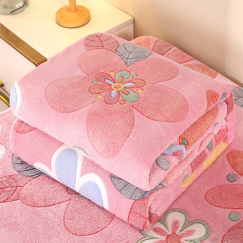 1pc Floral Style Warm Bedspread Fleece Blanket Plaid Travel Shawl Sofa Nap Blankets Home Bedsheet Manta - AliExpress 15