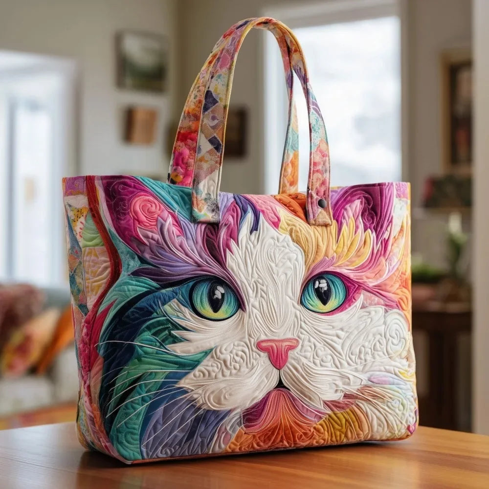 Trendy Vintage Quilted Tote Bag Lightweight 3D Printed Patterns Shoulder Bag Cotton Large Capacity Canvas Bag Casual