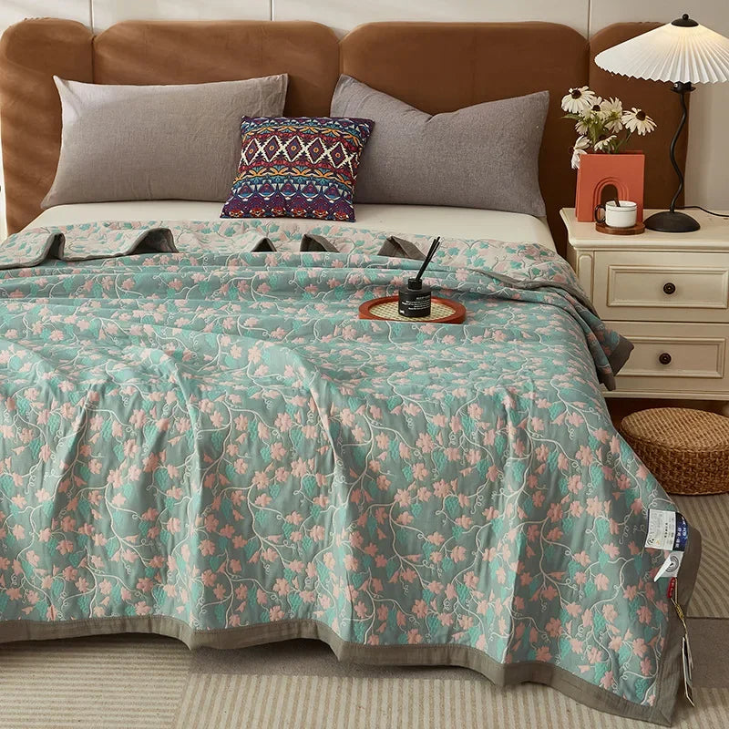Luxurious Triple-layered 100% Cotton Gauze Blanket for Queen/King Bed, Multi-functional Usage As Summer Quilt or Bedspread - AliExpress 15
