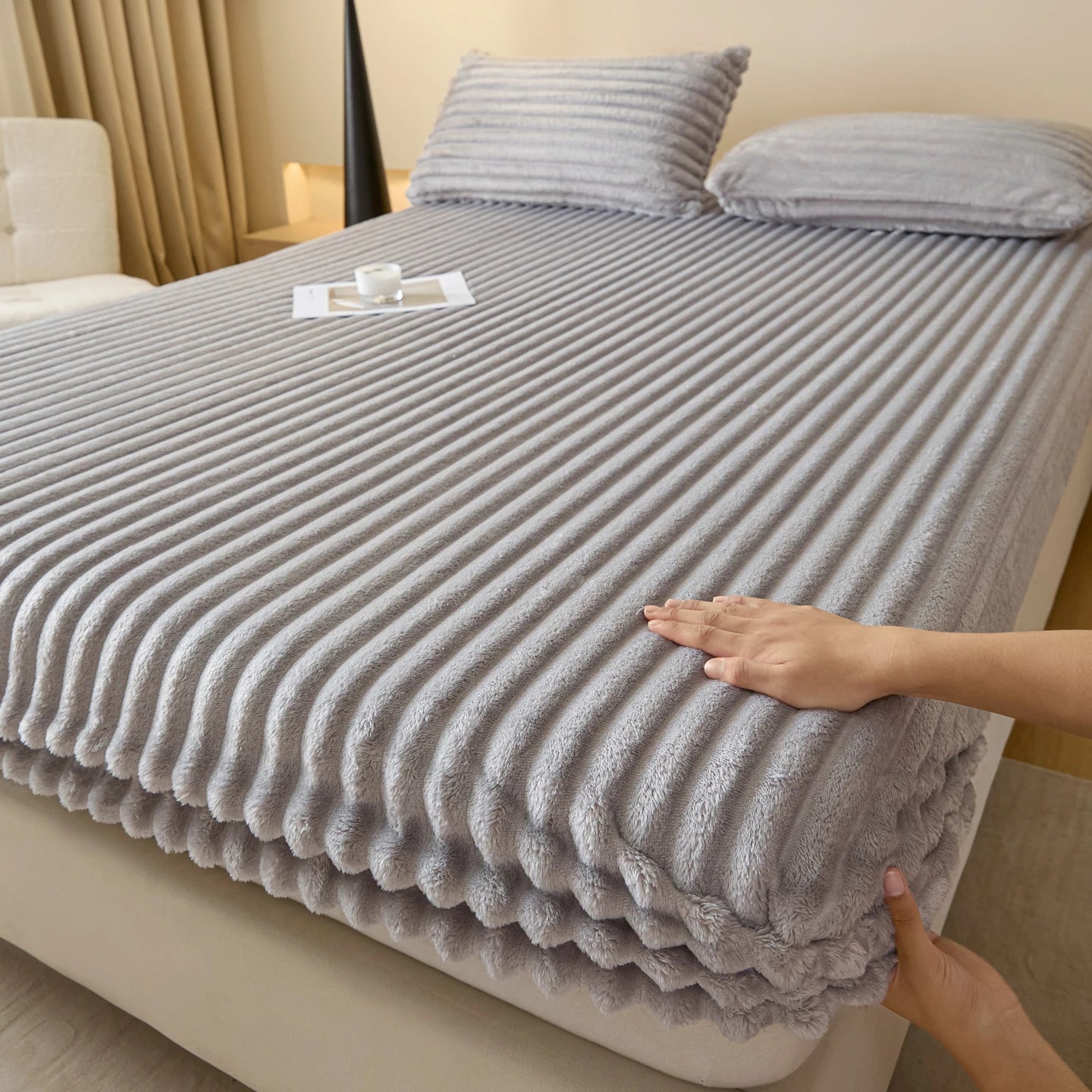 Solid Color Thick Faux Rabbit Fur Mattress Cover Autumn Winter Warm Velvet Mattress Protector Fluffy Soft Plush Fitted Bed Sheet - AliExpress 15