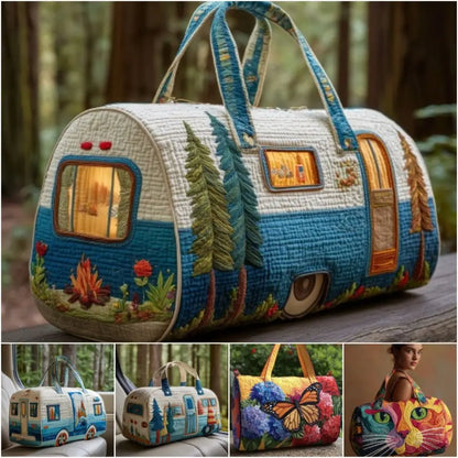 Adjustable Strap Quilted Duffle Bag Large Capacity 3D Quilting Craft Travel Duffel Bag Tote Bags Sports Gym Bag Outdoor Camping