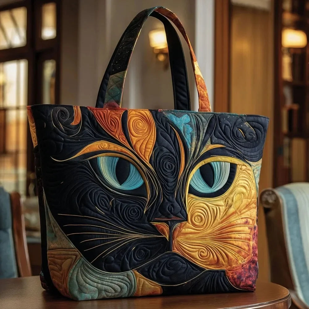 Trendy Vintage Quilted Tote Bag Lightweight 3D Printed Patterns Shoulder Bag Cotton Large Capacity Canvas Bag Casual