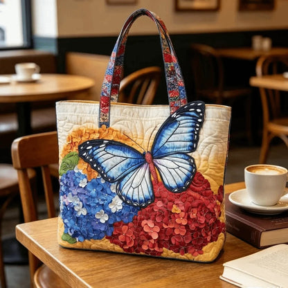 Butterfly Patterns Women Quilted Tote Bag Vintage Lightweight Travel Handbag Large Capacity 3D Printed Patterns Shopping Bag