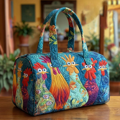 GF Funny Art Chicken Print Quilted Duffle Bag Bohemian Style 2026 Personalized Custom Travel Tote Women Men Weekender Bag